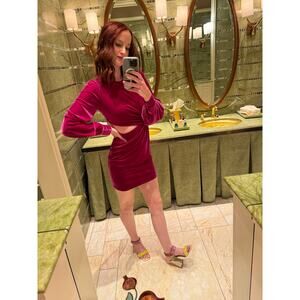 One33 SocialCutout Crossover Velvet Mini Dress Fuchsia Size 0